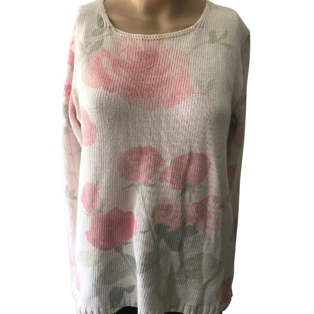 Fioreblu Knit Rose Theme Vintage Italian 44 Sweater